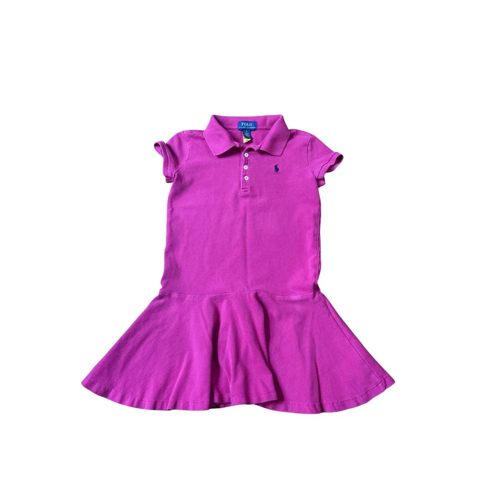 Polo Ralph Lauren Polo Dress Kids Pink Short Sleeve Drop Waist SIZE 6